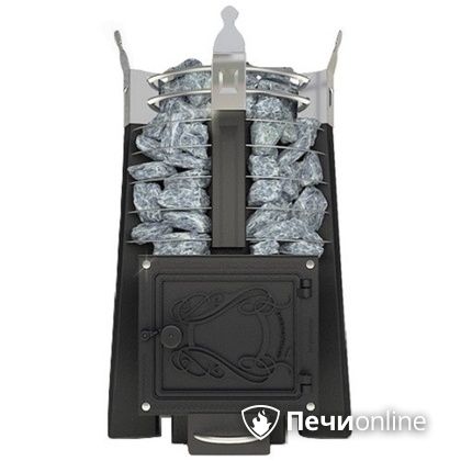 Дровяная банная печь Добросталь Августа Стоун Стронг со стандартной топочной дверцей теплообменник справа в Перми